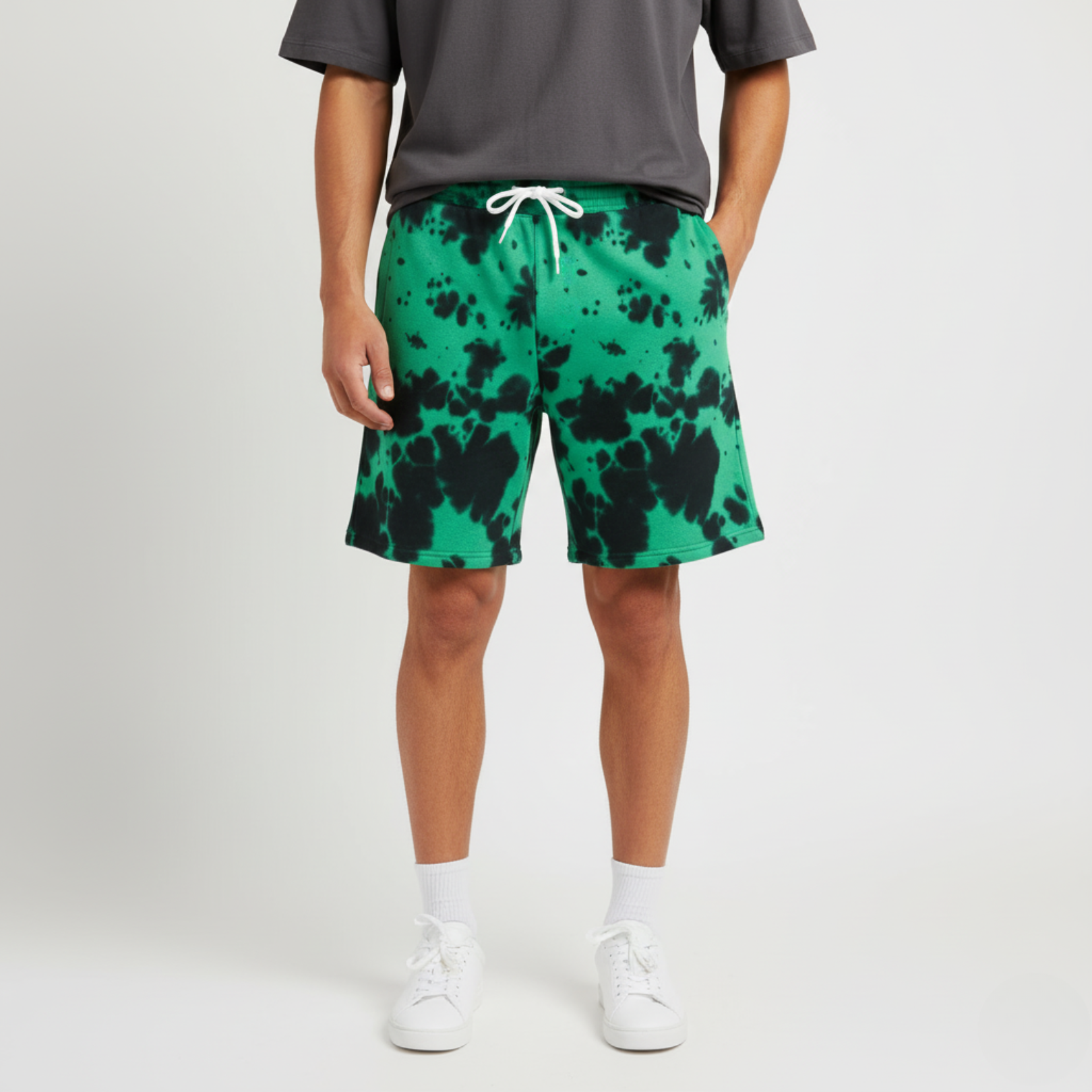 Men's Tie Dye Shorts Green Black