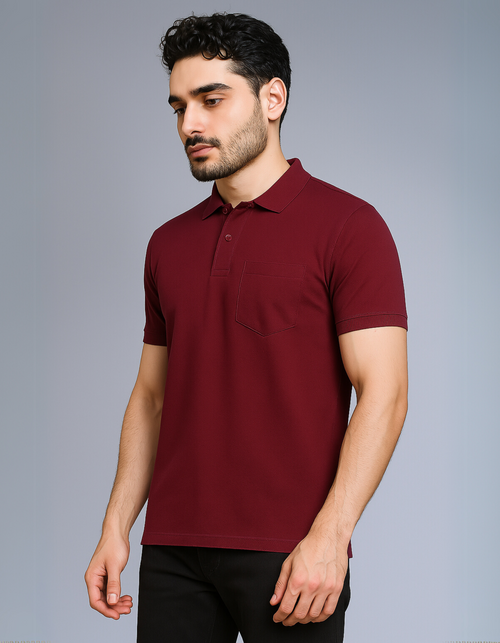 Solid Polo T-Shirt Premium Cotton Brick Red
