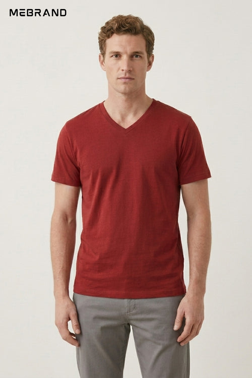 V Neck T-Shirt Red