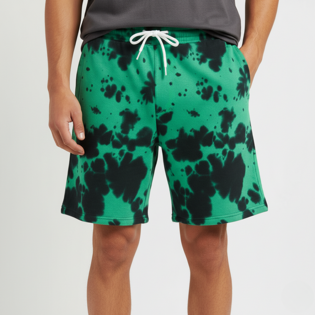 Men's Tie Dye Shorts Green Black