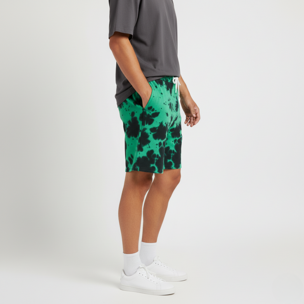 Men's Tie Dye Shorts Green Black