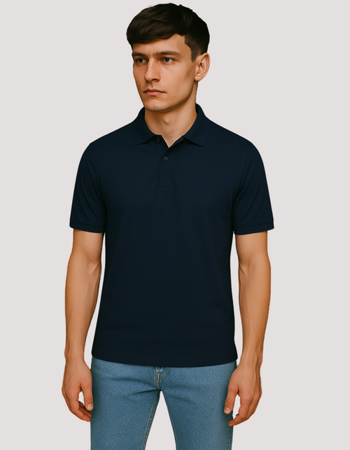 Solid Polo T-Shirt Premium Cotton Navy Blue