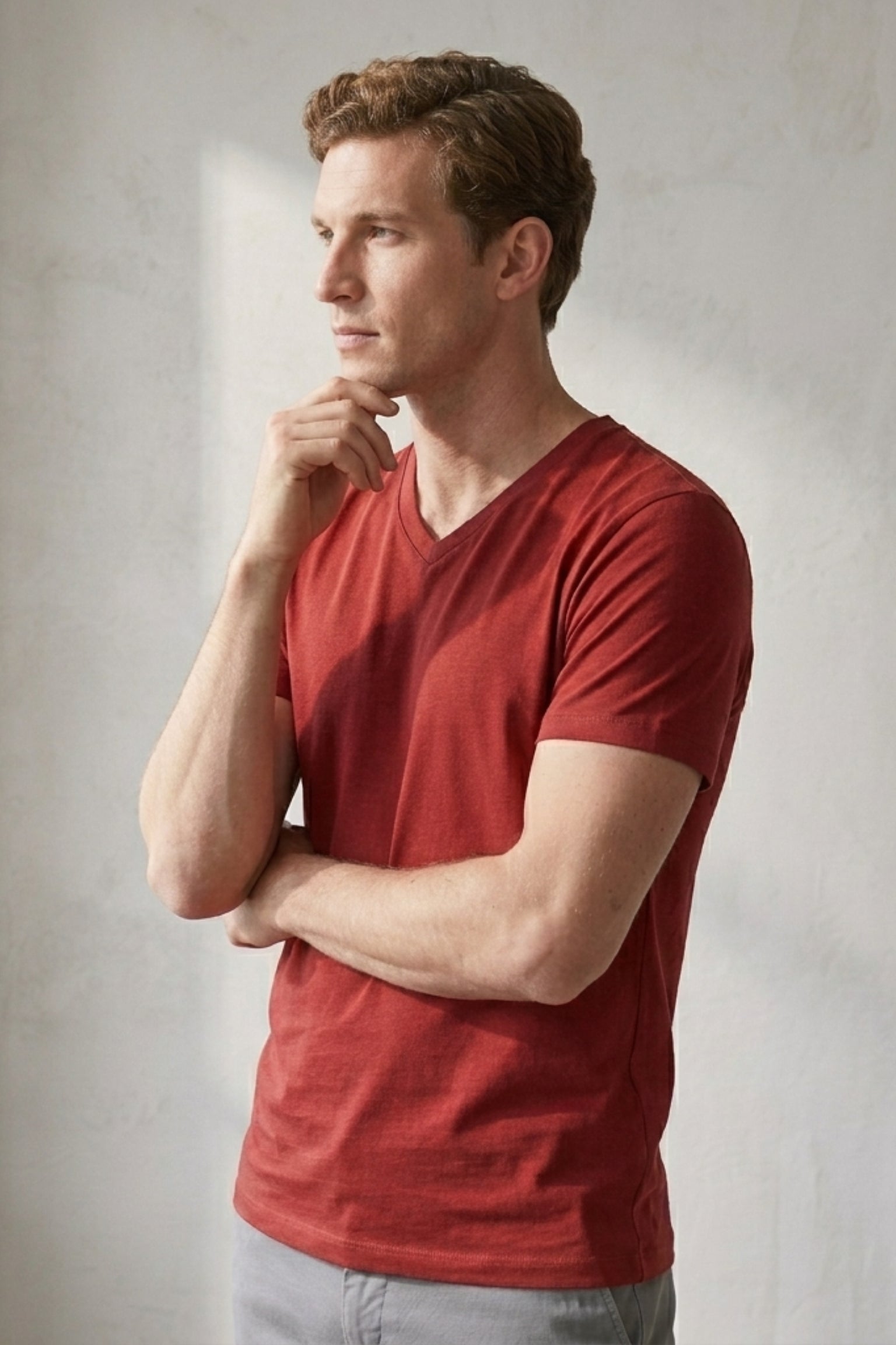 V Neck T-Shirt Red