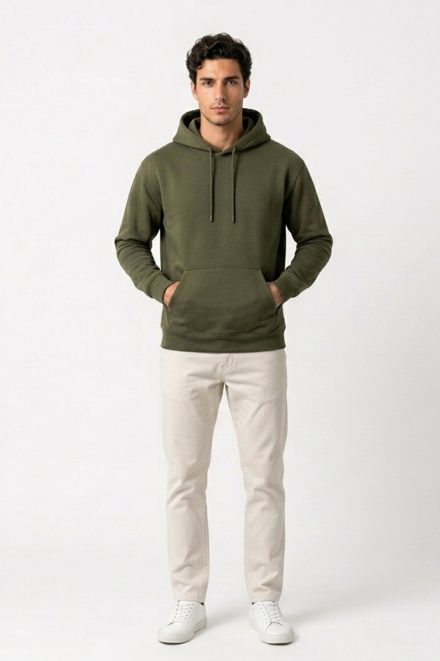 Regular Fit Hoodie Olive Green