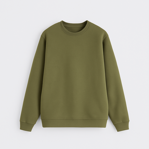 Solid Regular Fit Sweatshirt Olive Green