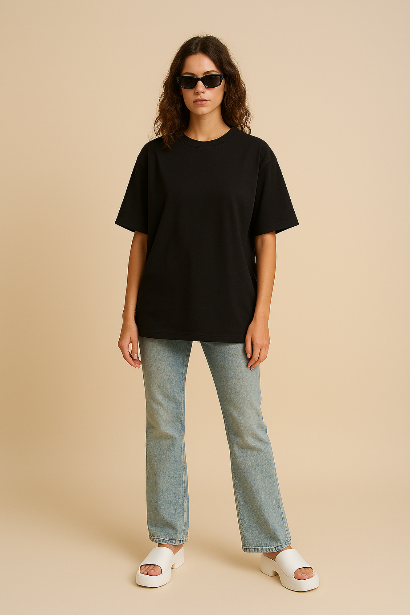 Women Premium Cotton Oversized T-Shirt Black