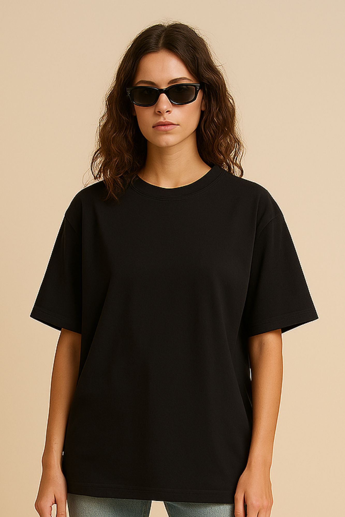 Women Premium Cotton Oversized T-Shirt Black