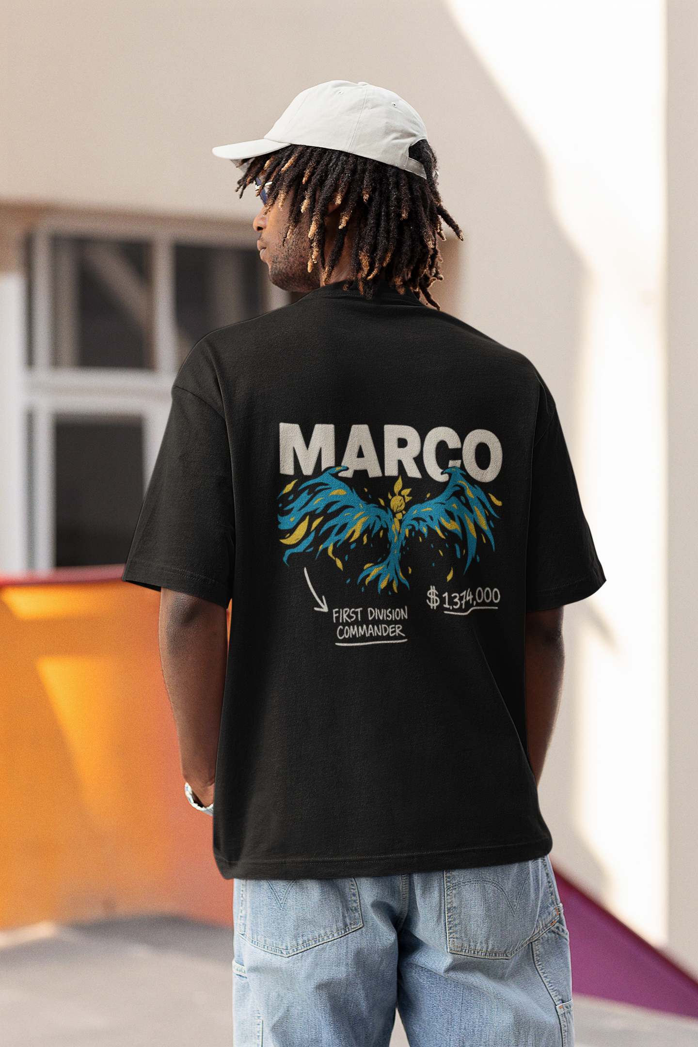 Black Oversized 240 GSM Graphic T-Shirt with “MARCO” Print