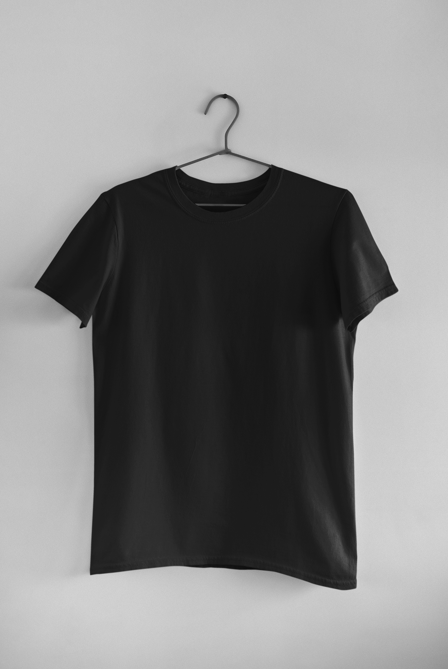 Black 180 GSM Regular Fit Cotton T-Shirt – Bio-Washed Casual Wear