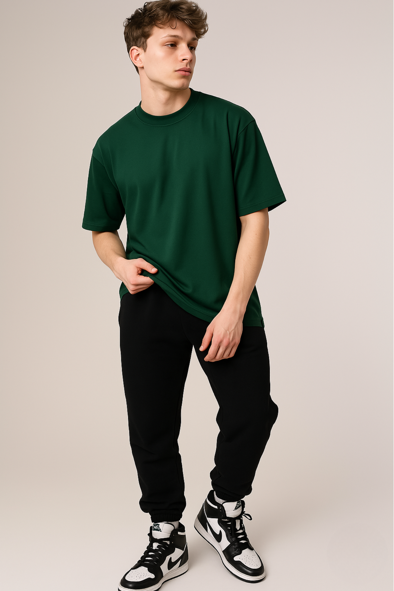 Men’s Oversized T-Shirt Premium Cotton Bottle Green