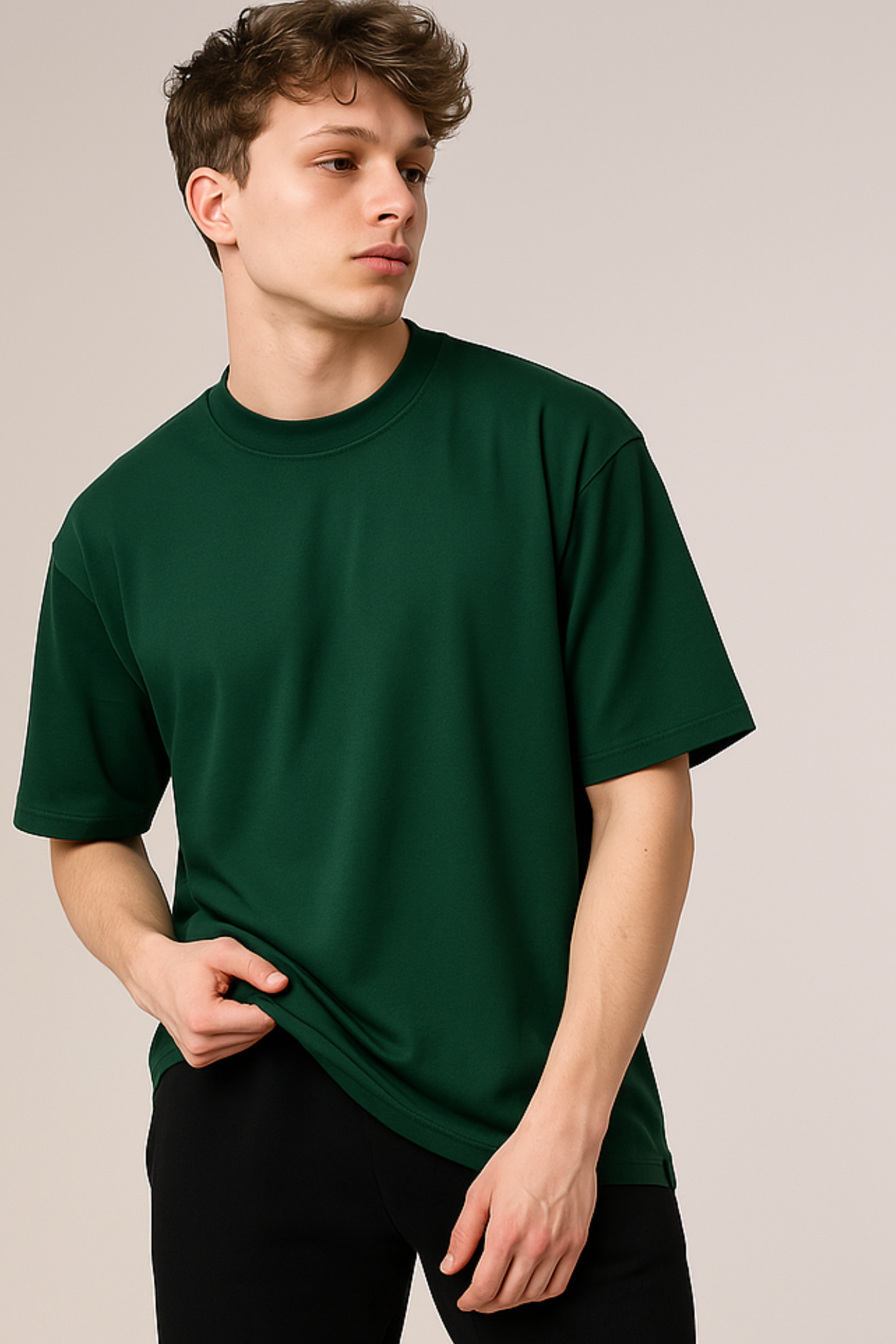 Men’s Oversized T-Shirt Premium Cotton Bottle Green