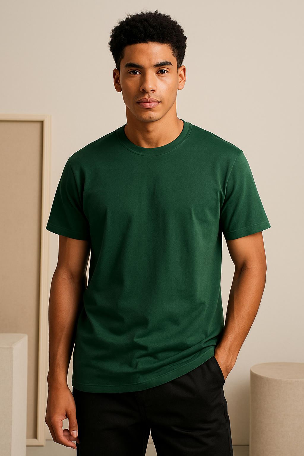 Bottle Green Premium 100% Cotton Regular Fit T-Shirt – Super Combed
