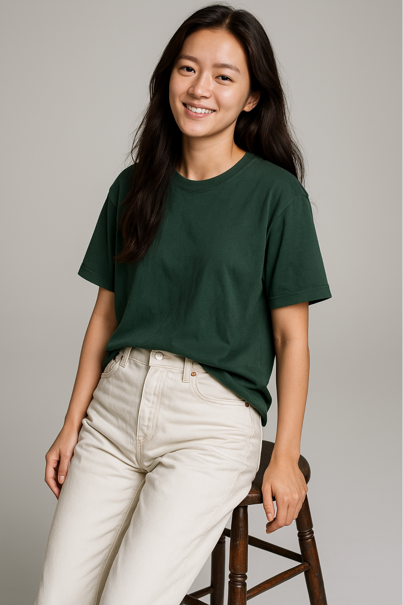 Women Premium Cotton Oversized T-Shirt Bottle Green