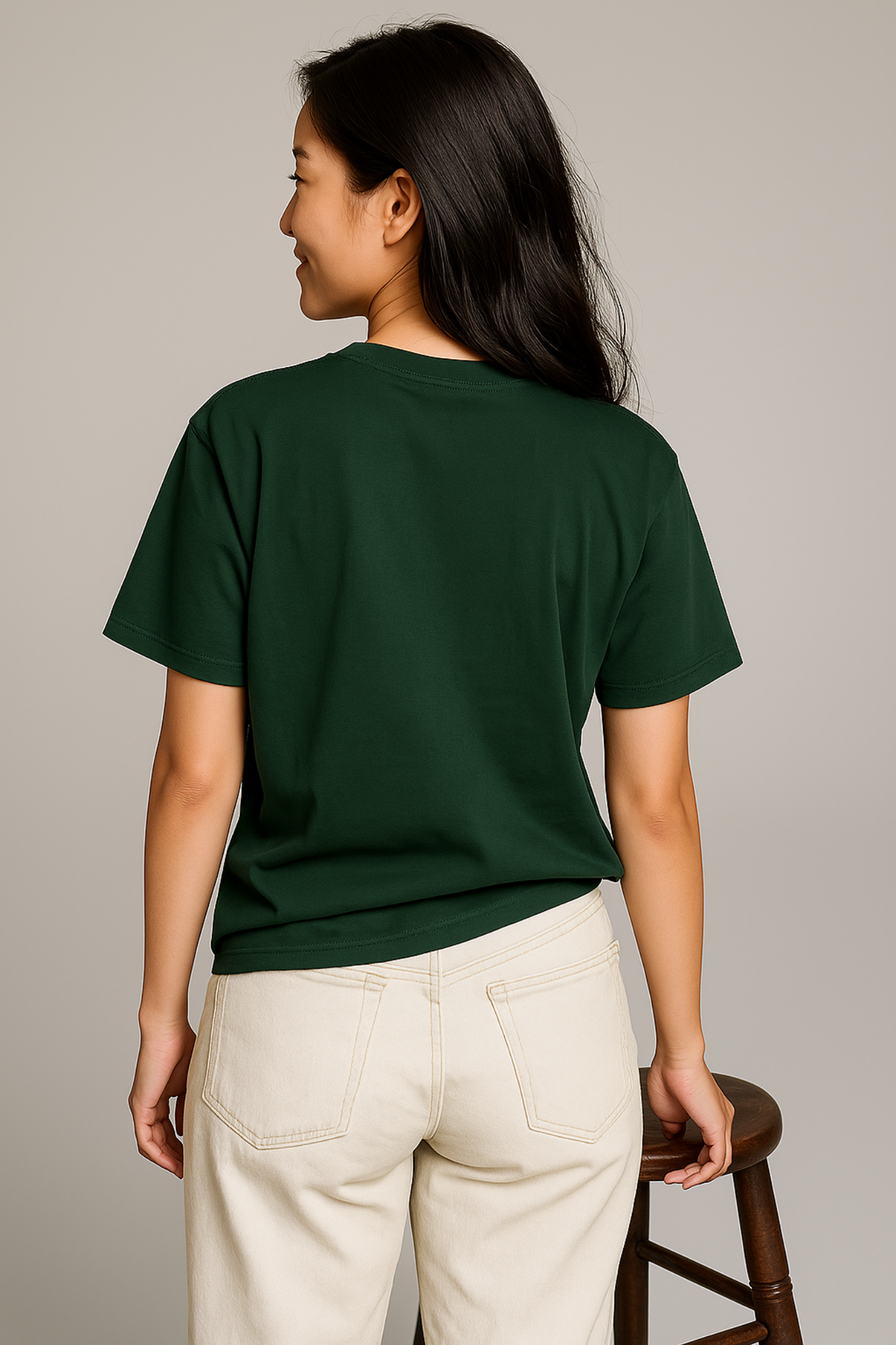 Women Premium Cotton Oversized T-Shirt Bottle Green