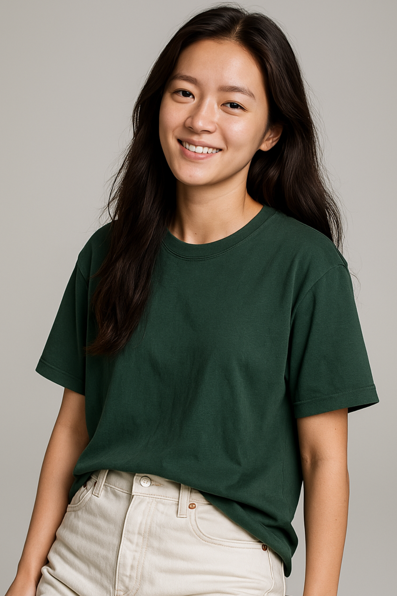 Women Premium Cotton Oversized T-Shirt Bottle Green