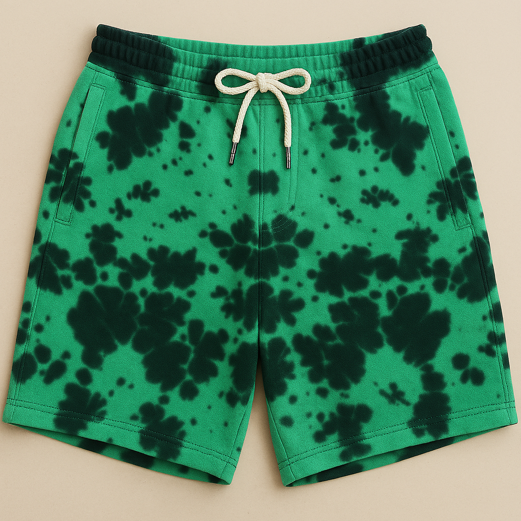 Unisex Tie Dye Shorts Green Black