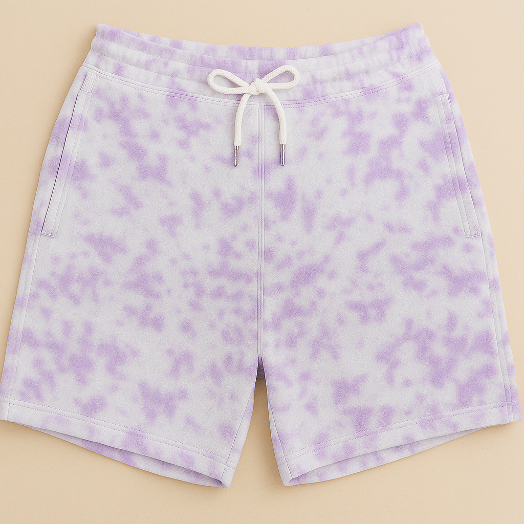 Unisex Tie Dye Shorts White Lavender