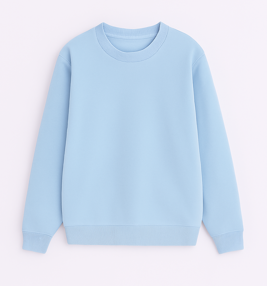 Solid Regular Fit Sweatshirt Baby Blue