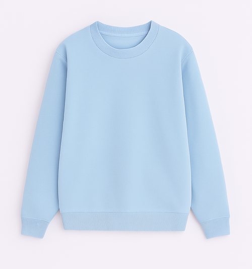 Solid Regular Fit Sweatshirt Baby Blue