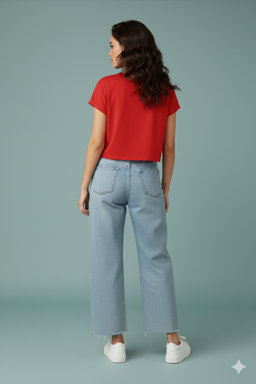 Red Introvert Graphic Crop Top