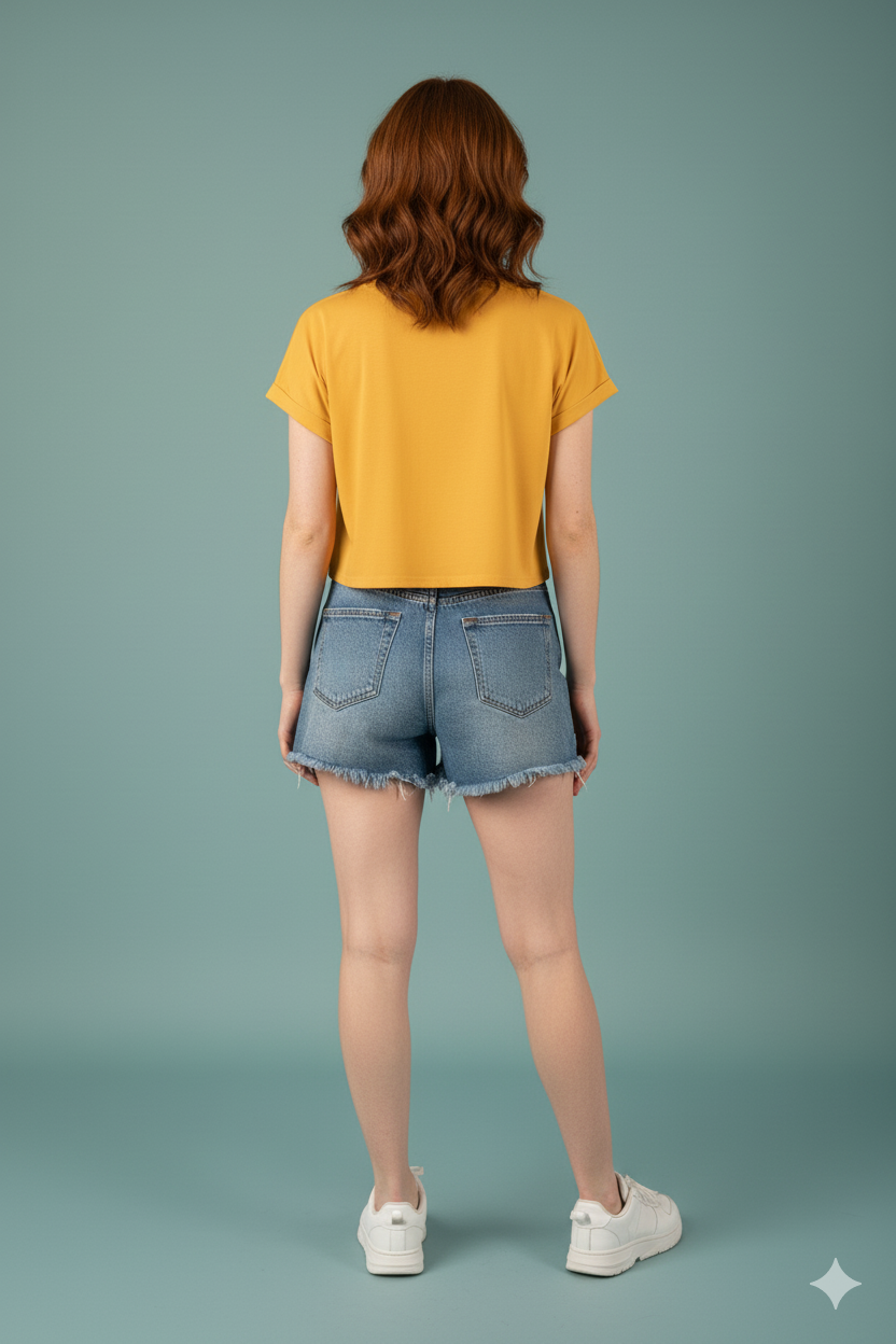 Golden Yellow Introvert Graphic Crop Top