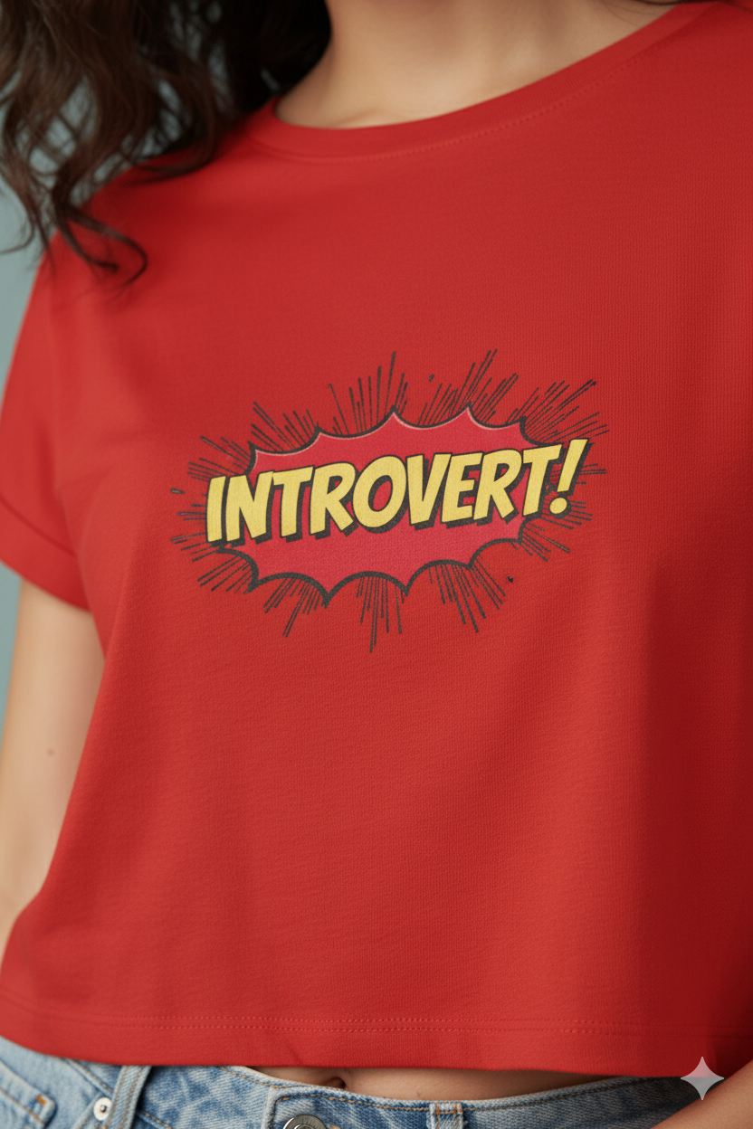 Red Introvert Graphic Crop Top