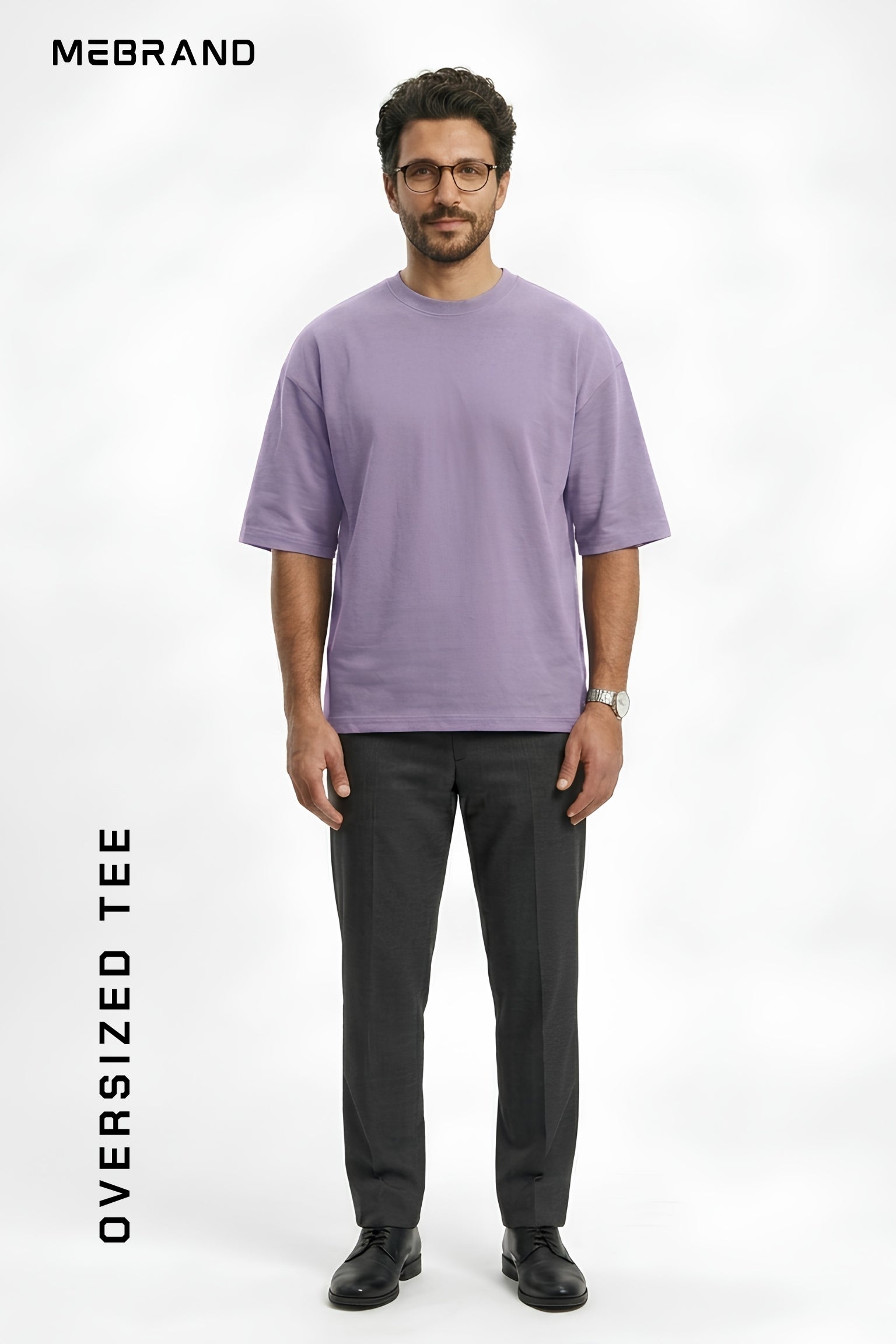 Lavender Core Edition oversized tee in premium cotton by MEBRAND front view 1
