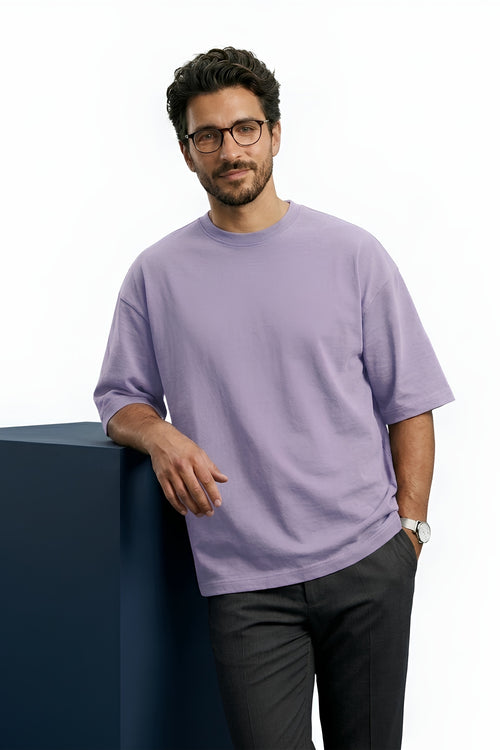Lavender Core Edition oversized tee in premium cotton by MEBRAND front view 2