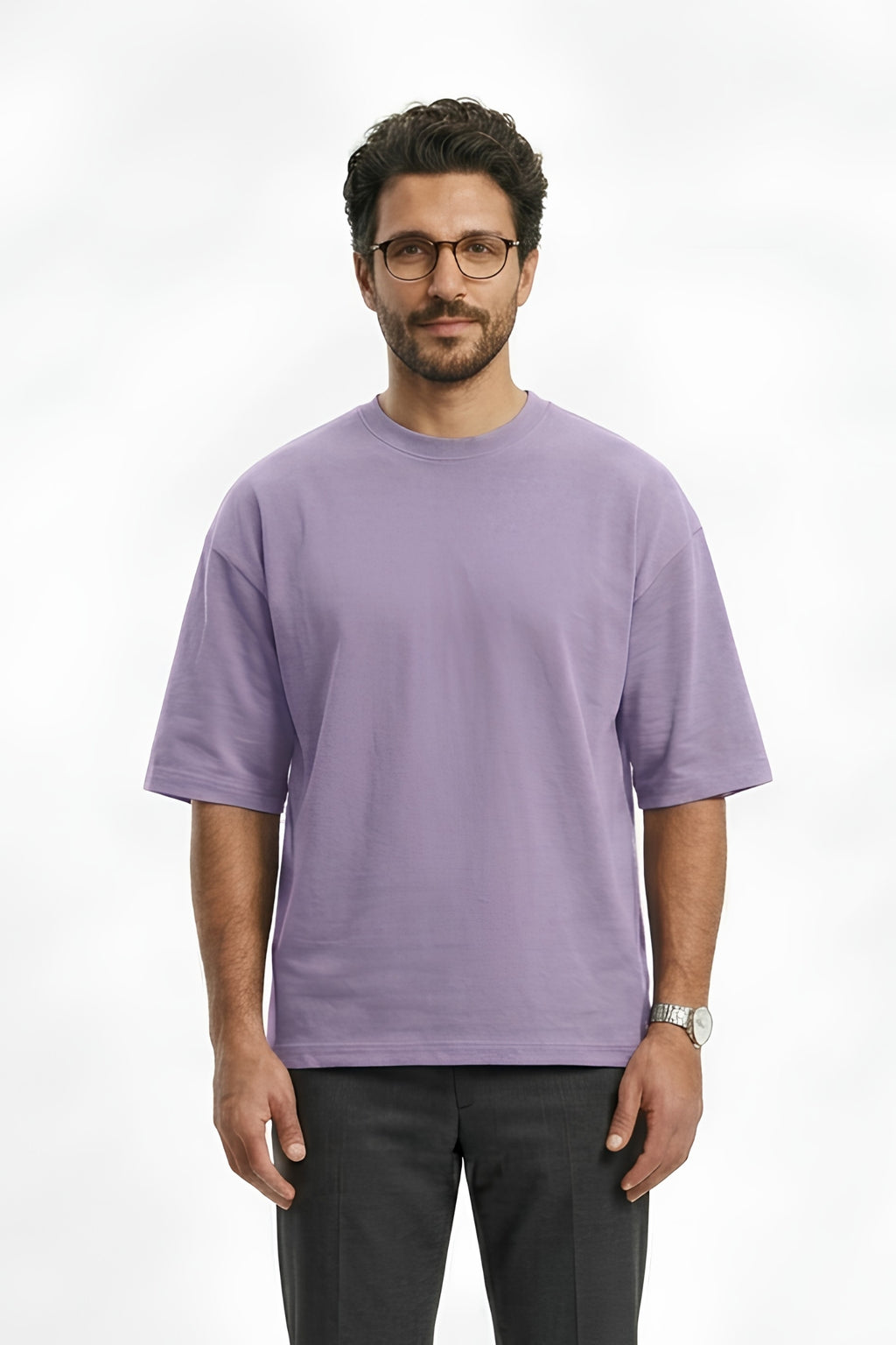 Lavender Core Edition oversized tee in premium cotton by MEBRAND front view 3