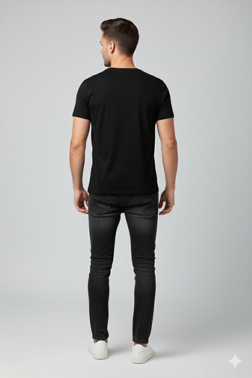 Black cotton motivational T-shirt with “Don’t Waste Your Time” print by MEBRAND – 180 GSM premium bio-washed cotton tee.
