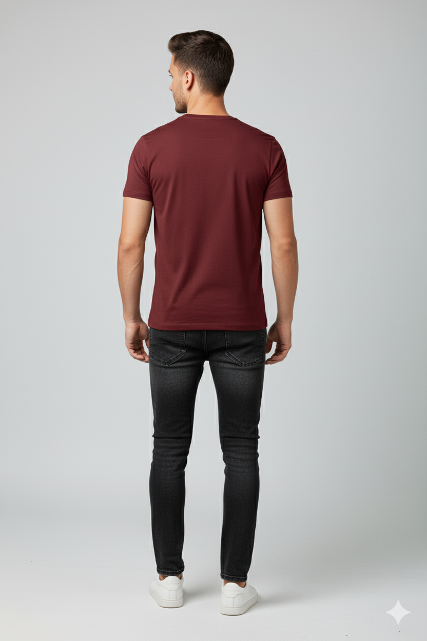 Maroon cotton motivational T-shirt with “Don’t Waste Your Time” print by MEBRAND – 180 GSM premium bio-washed cotton tee.