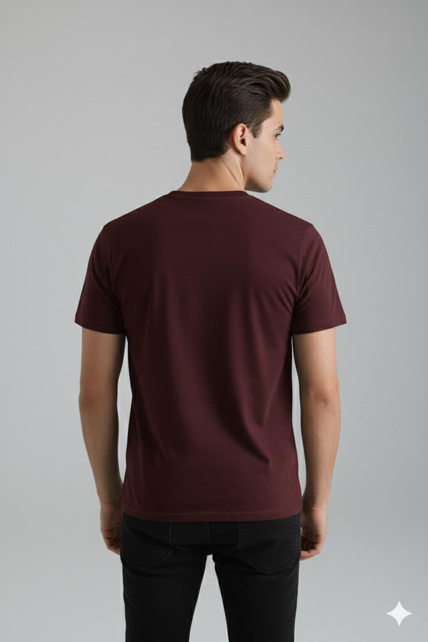 Maroon Positive Printed T-Shirt – Premium Cotton Casual Wear