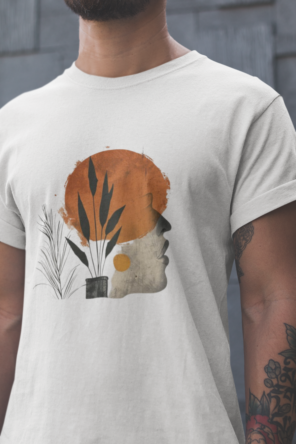 Men’s white graphic print cotton t-shirt – Mebrand regular fit, 180 GSM, short sleeve, casual wear.