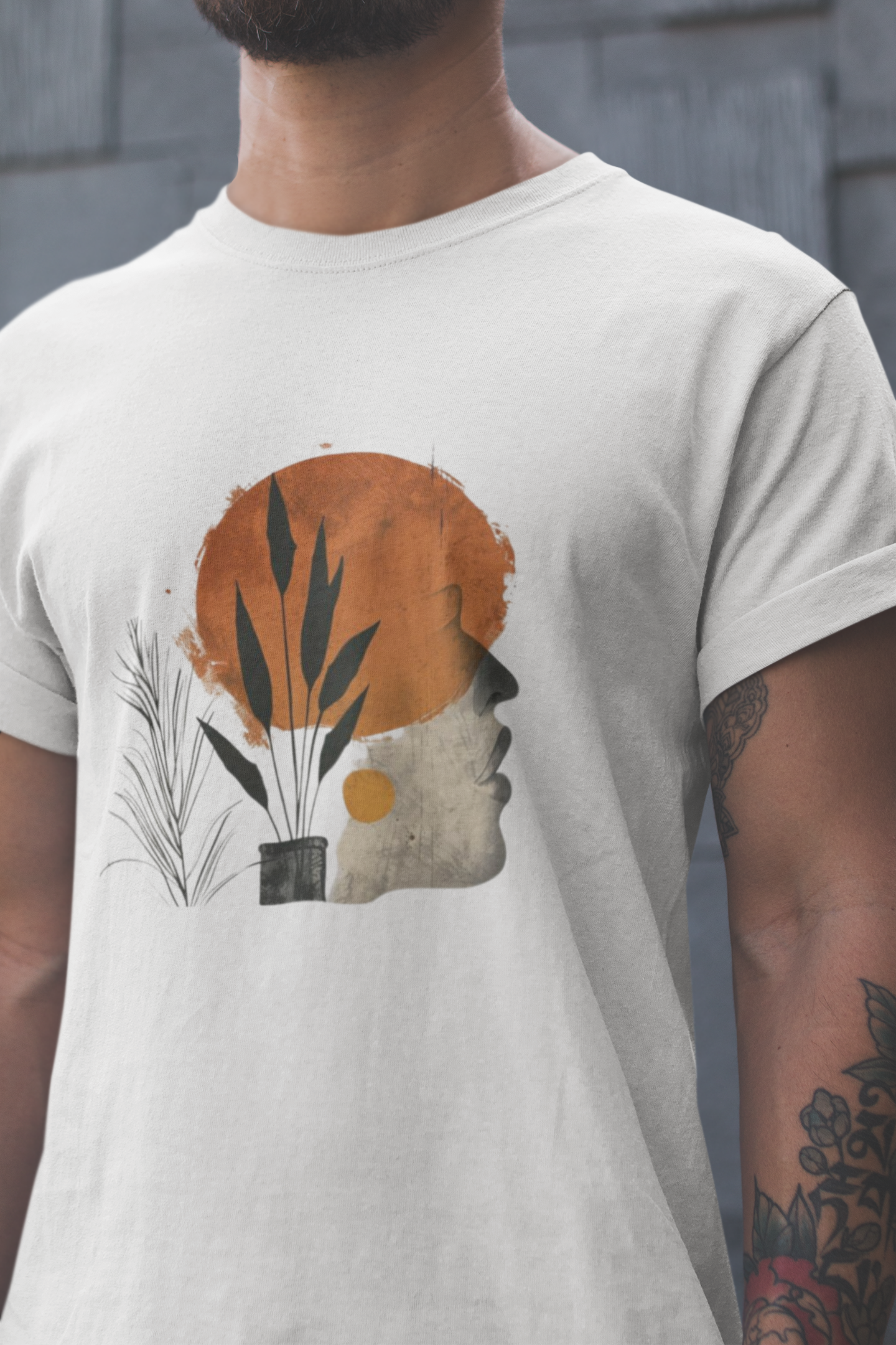 Men’s white graphic print cotton t-shirt – Mebrand regular fit, 180 GSM, short sleeve, casual wear.