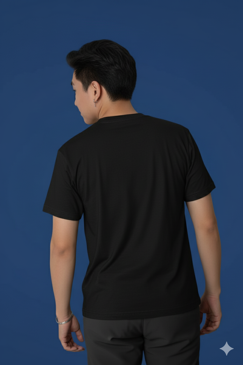 Men’s Black Cotton Basketball Dunk Graphic T-Shirt with Color Block Print