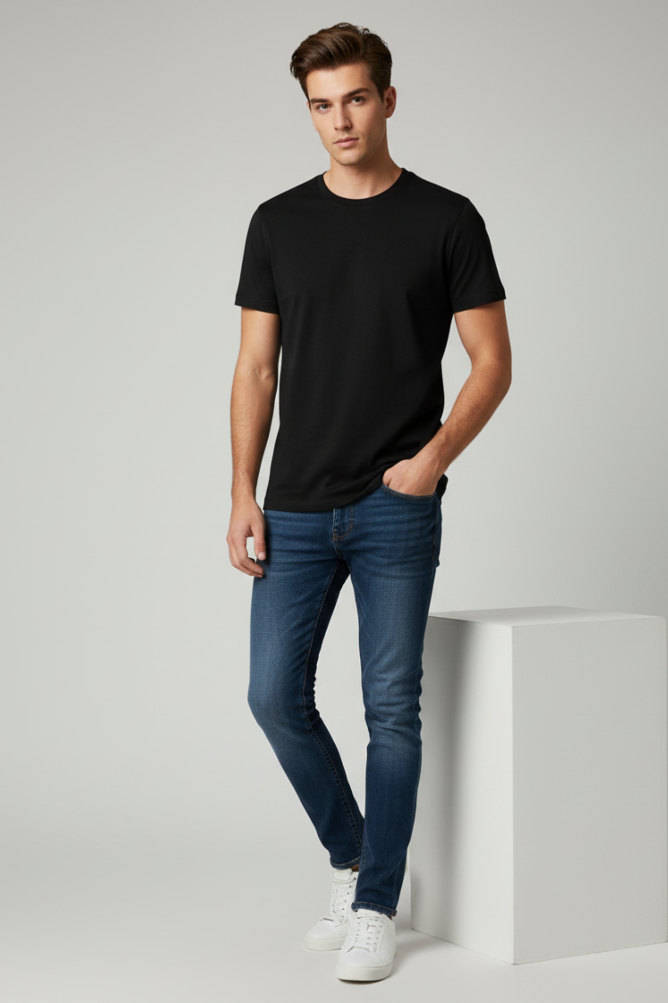 Stylish Black bio-washed stretch t-shirt – Mebrand everyday wear