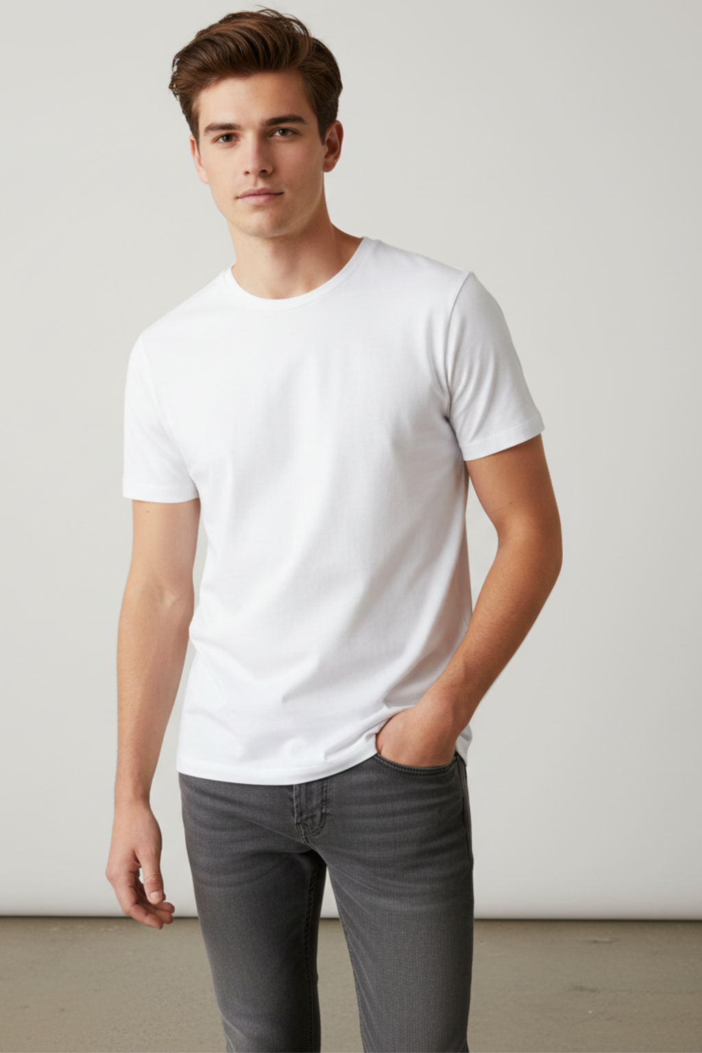 Stylish White bio-washed stretch t-shirt – Mebrand everyday wear