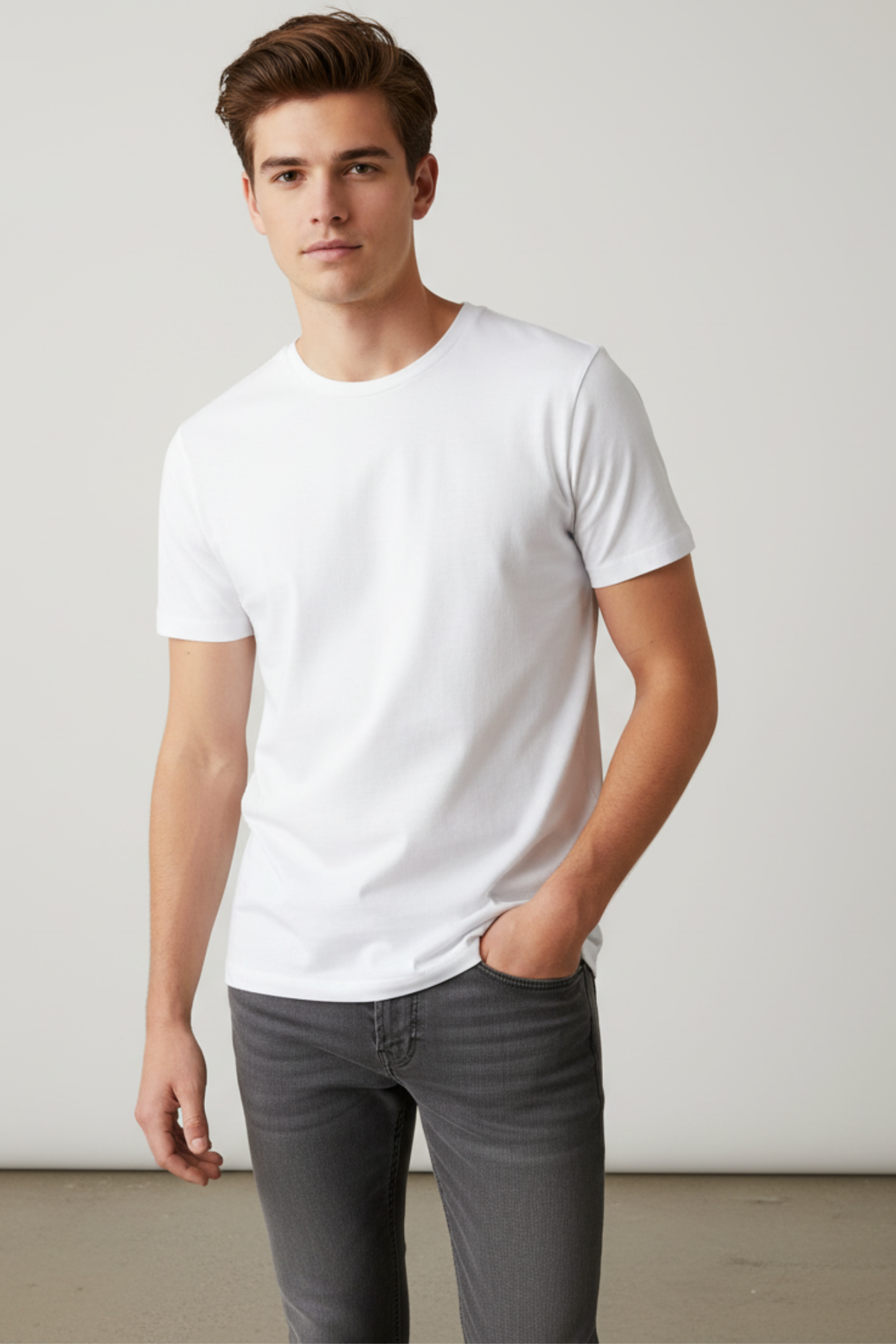Stylish White bio-washed stretch t-shirt – Mebrand everyday wear