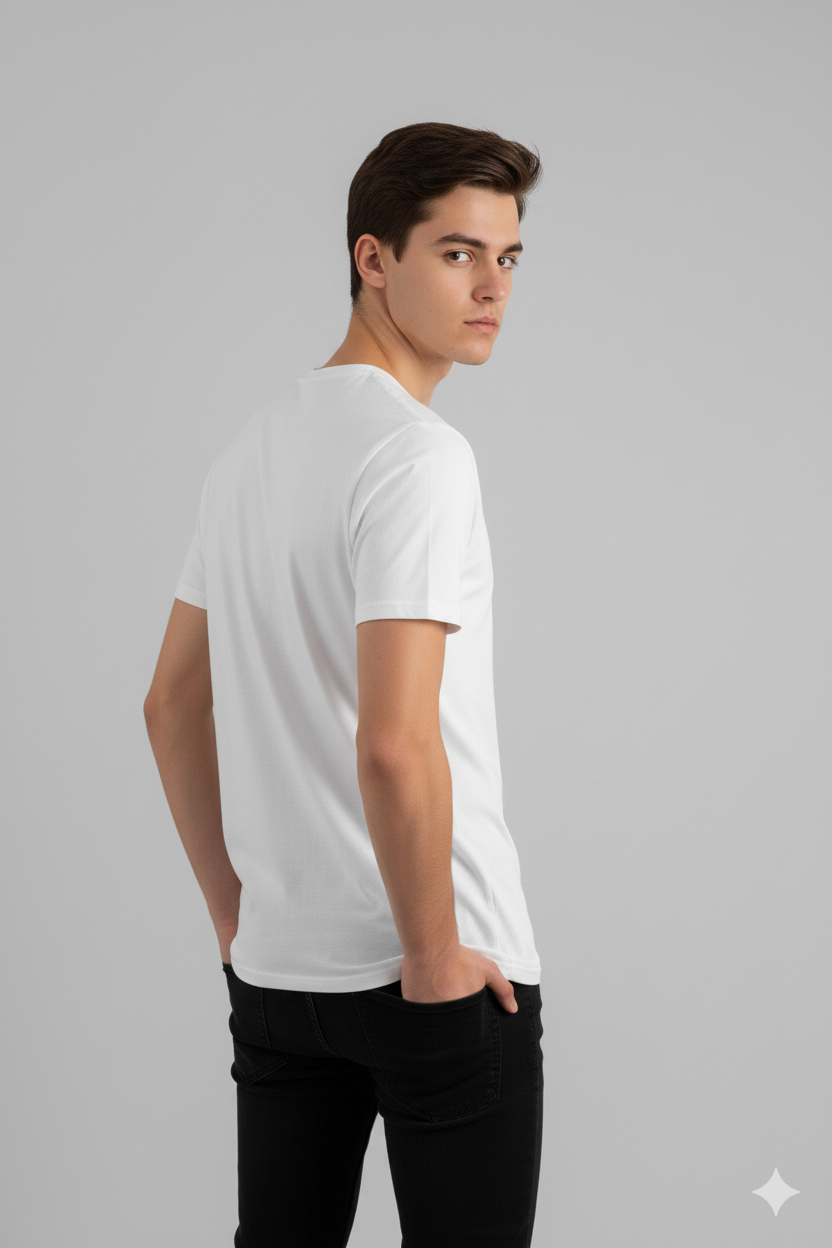 White Men’s MEB Logo T-Shirt – 180 GSM Cotton Casual Wear