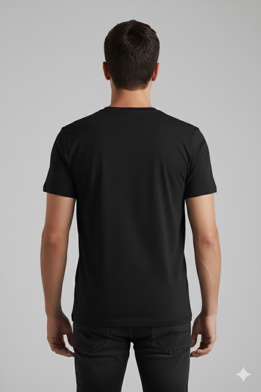 Men’s Black Cotton ROCK Printed T-Shirt with 3D Graphic Design