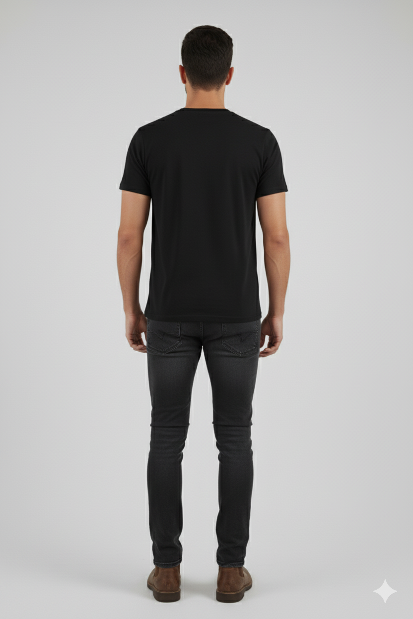 Black Explore Graphic Printed Cotton T-Shirt for Men