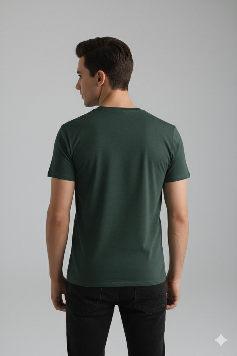 Men’s Bottle Green Cotton Positive Printed T-Shirt – Motivational Slogan Tee