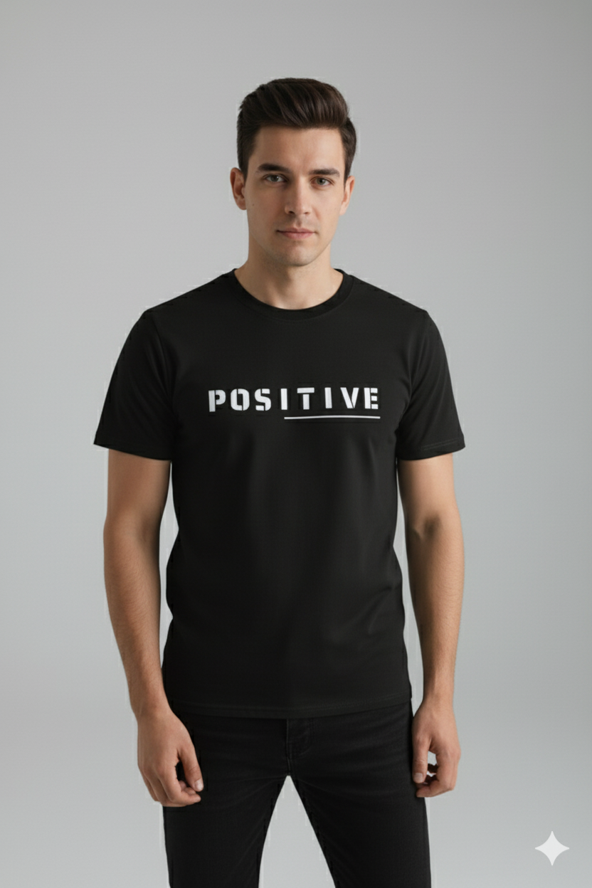 Men’s Black Positive Printed T-Shirt – Stylish Motivational Tee