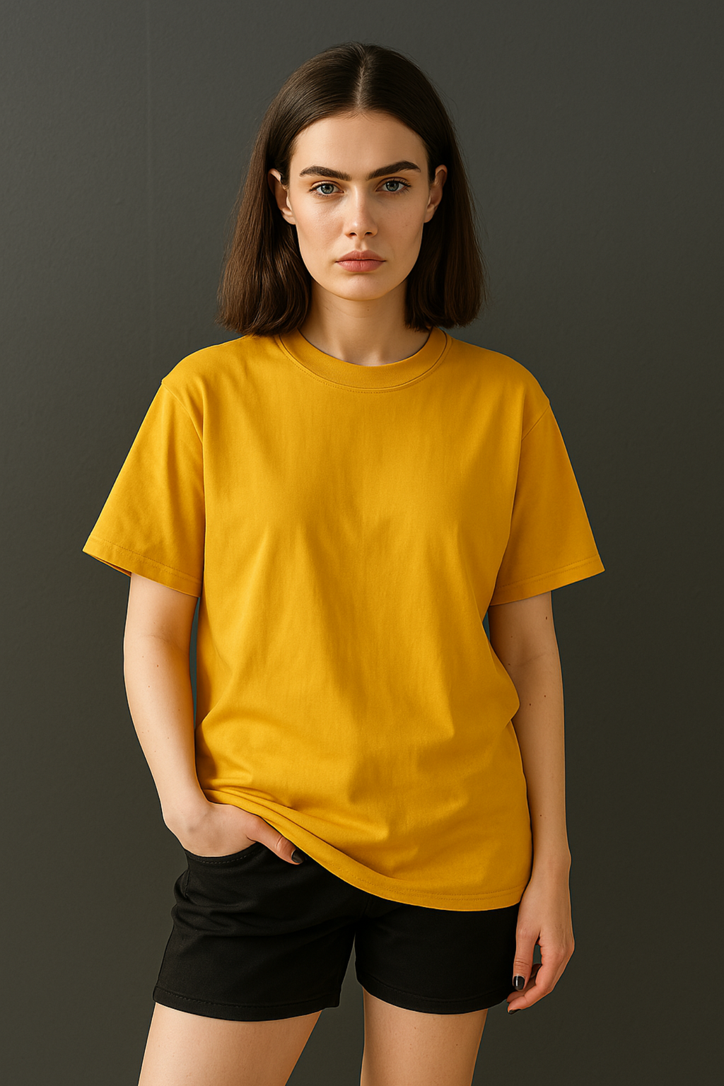 Women Premium Cotton Oversized T-Shirt Mustard Yellow