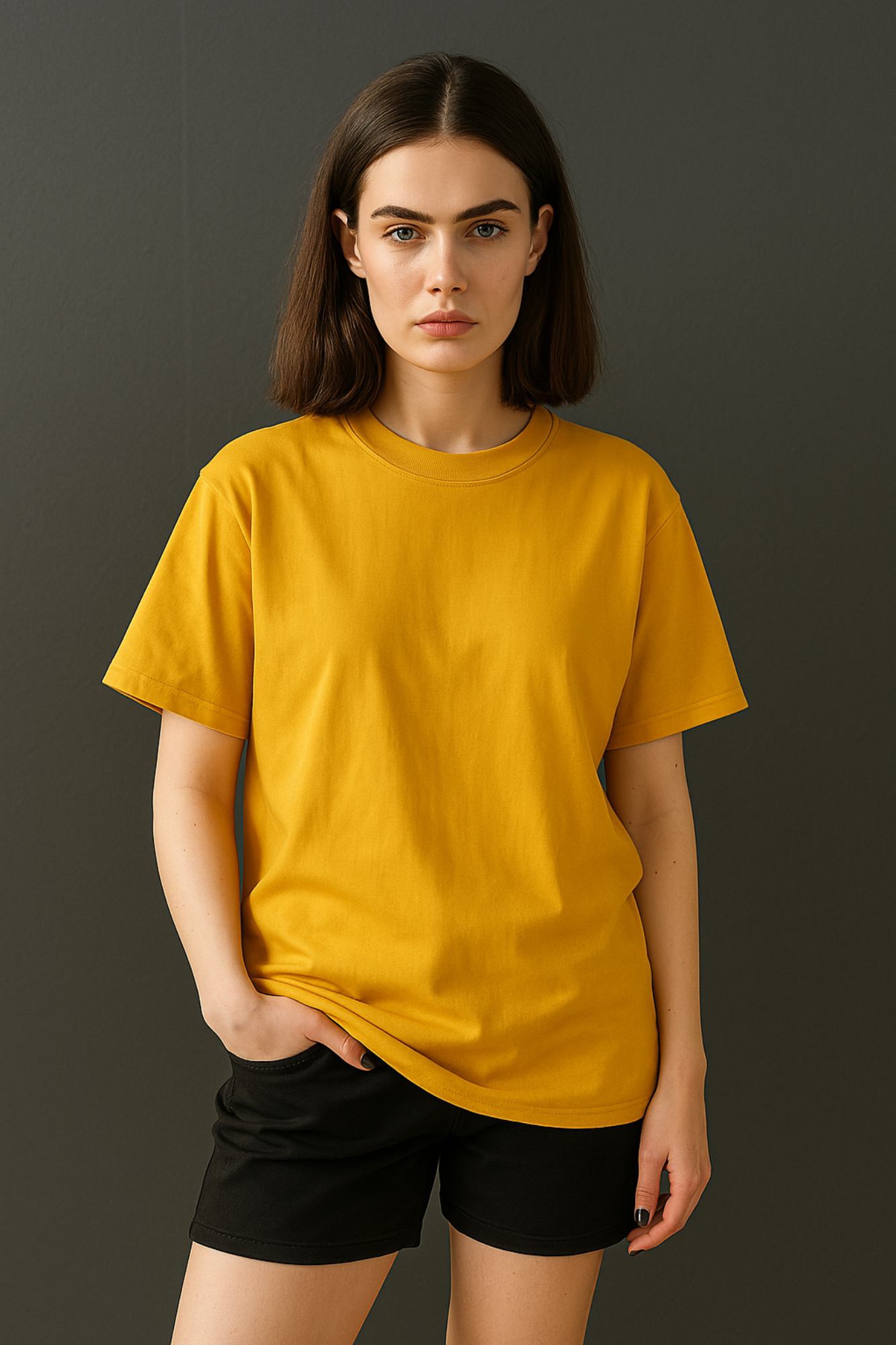 Women Premium Cotton Oversized T-Shirt Mustard Yellow
