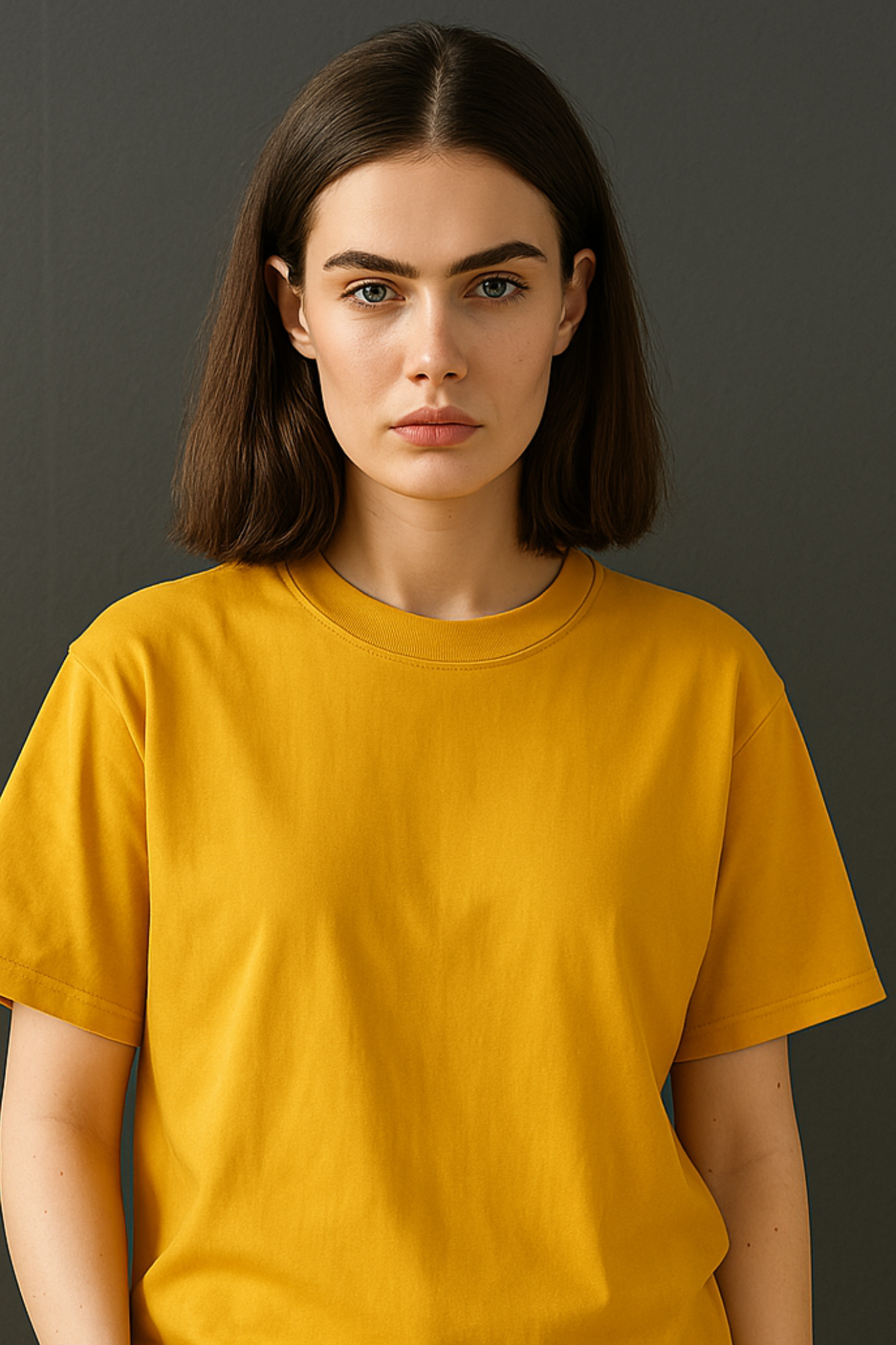 Women Premium Cotton Oversized T-Shirt Mustard Yellow