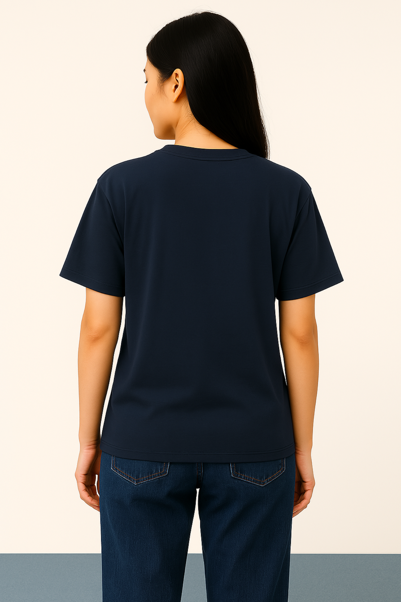 Women Premium Cotton Oversized T-Shirt Navy Blue