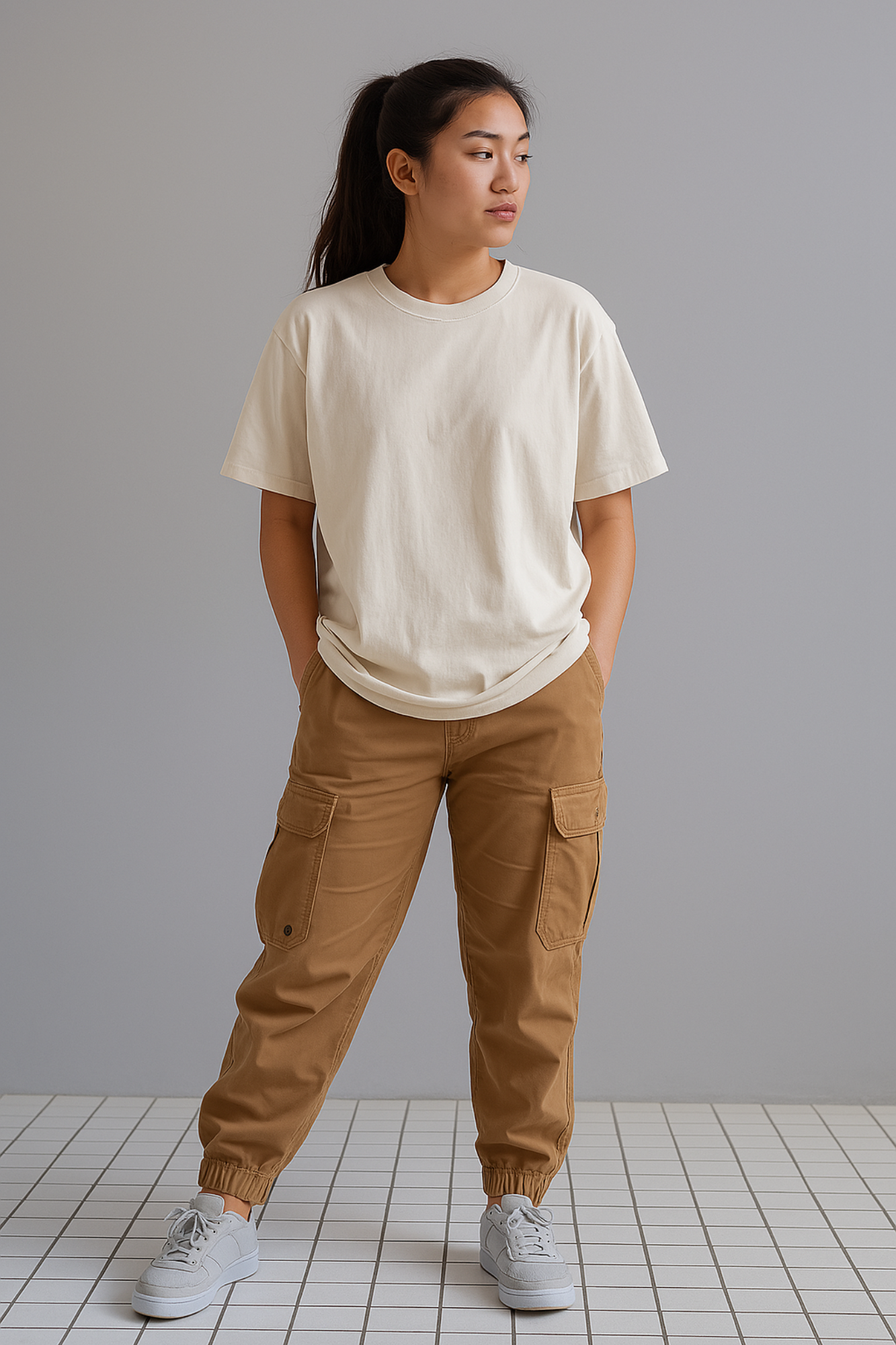 Women Premium Cotton Oversized T-Shirt Off White