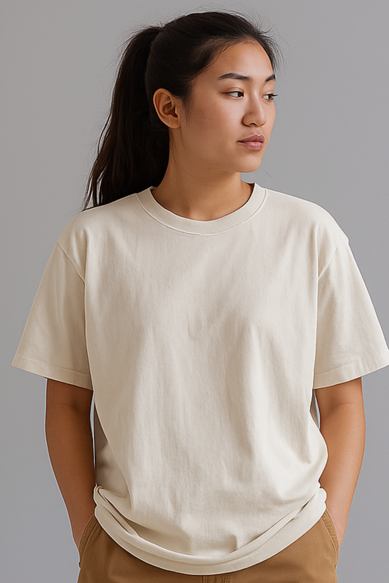 Women Premium Cotton Oversized T-Shirt Off White