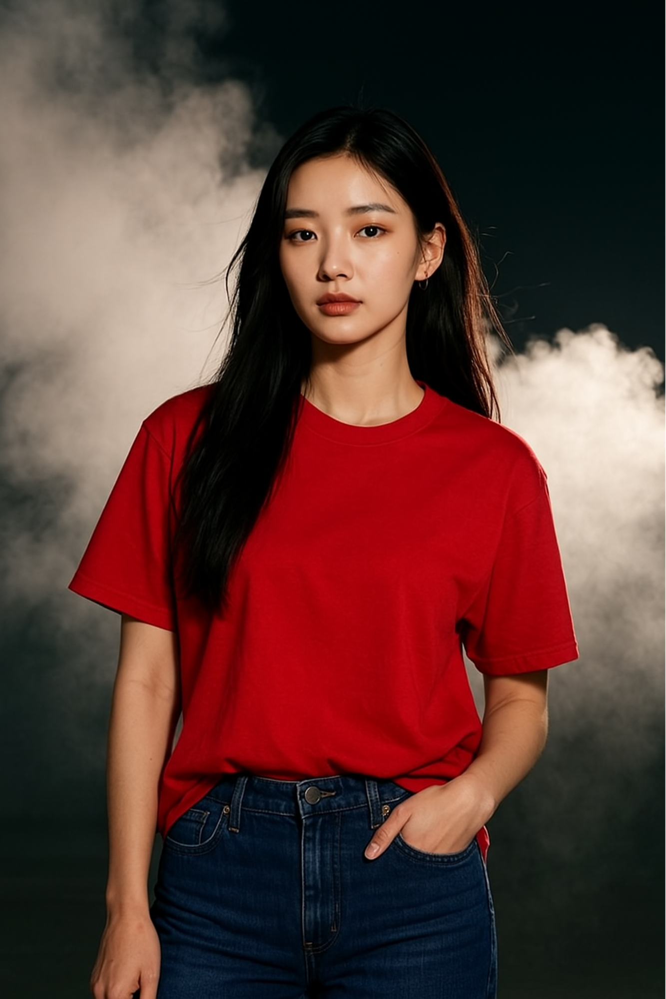 Women Premium Cotton Oversized T-Shirt Red